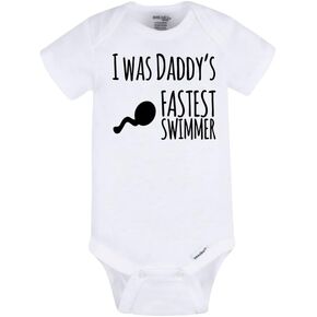 بدلة أطفال مضحكة - بدلة أطفال حديثي الولادة "I Was Daddy's Fastest Swimmer"، ملابس أطفال بأكمام قصيرة in Kuwait