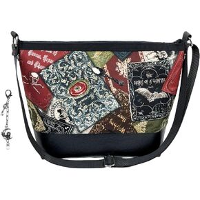 Victorian Horror and Occult Books Handbag & Charm - Cotton, Vinyl - Gothic Spooky Spells Magic Eye Vampire Skull Witch Pentagram Beast Snakes | Removeable Bag Charm in Saudi Arabia