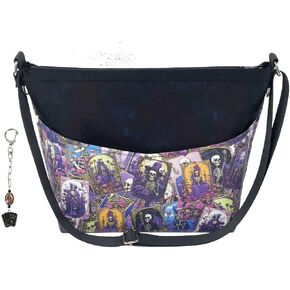SKELETON CARDS Hand Bag & Charm - Purple Magic Mystic Tarot Floral Rose Goth Occult Dark | Removeable Bag Charm in Saudi Arabia