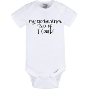 My Godmother Told Me I Can Baby Bodysuit - قطعة واحدة للرضع مقتبسة بشكل لطيف، ملابس أطفال للجنسين، هدية عرابة مضحكة لحديثي الولادة in Kuwait