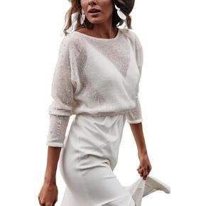 Elegant Bridal Sweater, Luxurious Wool Wedding Jumper, Chic Woolen Bridal Pullover, Timeless Wedding Sweater, Bridal Wool Jumper, Wedding Pullover for Brides, Bridal Sweater With Pearls (S) in Kuwait