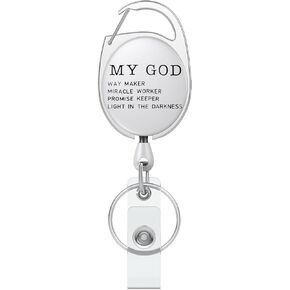 My God Way Maker حامل شارة قابل للسحب، سلسلة مفاتيح معرفية مع مشبك - حامل شارة مع حلقة مفاتيح بمشبك حزام - بكرة شارة مسيحية in Kuwait