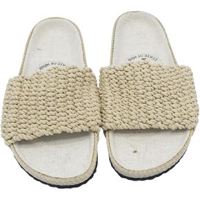 Nomadic State of Mind Cork Footbed Slide Sandals, Arch Support Slip-Ons, Lightweight Handmade Sustainable Rope Shoes, Men Women Unisex (Linen) in Kuwait