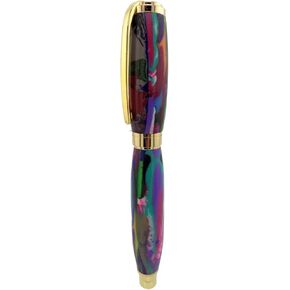 Handmade Navigator style rollerball pen. Surfite comprised of actual surfboard resin. Pink, blue, black, clear, tan, red, green. Magnetic postable cap. Gold trim. Black ink. in Saudi Arabia
