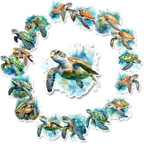 18 Handmade Colorful Sea Turtles Stickers Glossy Stickers for Journals, Scrapbooks, Laptops & Crafts in Kuwait