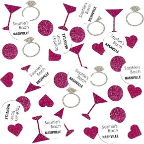 Personalized Destination Bachelorette Confetti Set with Glitter Rings, Hearts and Martinis. Perfect table decorations for a bachelorette party weekend. (Purple Orchid) in Saudi Arabia