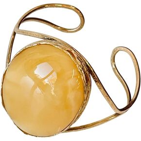 Natural Yellow Baltic Amber Bracelets in Gold Surrounds, Elegant Bracelet with Amber Stone in Saudi Arabia