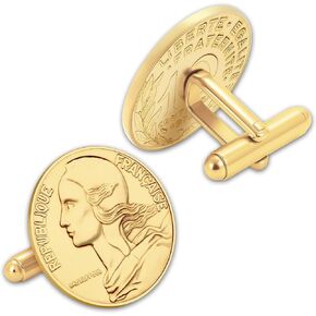 أزرار أكمام مصنوعة يدويًا على شكل عملة معدنية مطلية بالذهب | مجوهرات عملة أصلية عتيقة للرجال | أزرار الأكمام للمناسبات الرسمية وشبه الرسمية | اكسسوار رجالي in Kuwait