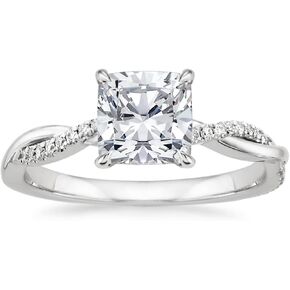 Handmade 2 CT Cushion Cut Colorless Moissanite Engagement Ring for Women Solitaire Wedding Ring Petite Twisted Shank Bridal Anniversary Ring Promise Gifts 10K/14K/18K Solid White Gold in Kuwait