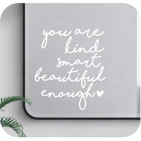 عبوتان من ملصقات مرآة التأكيد الإيجابية، ملصقات ديكور حائط من الفينيل لمرايا الرؤية الخلفية للحمام والسيارة، اقتباسات ثقة لديكور الحائط للأطفال والمراهقين، 6.3 × 5.7 بوصة (وردي) in Kuwait