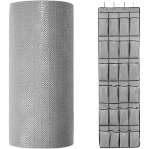 Gorilla Grip Smooth Drawer Liner and Over The Door Shoe Organizer, Drawer Liner Size 12x20, Non Adhesive, Shoe Holder Includes 24 Pockets, Mesh, Both in Gray, 2 Item Bundle in Kuwait