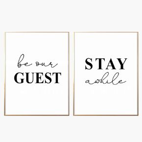 Guest Room Decor, Be Our Guest Sign, Guest Room Art, Bedroom Decor, Stay Awhile Print, Wall Poster, Wedding Table Sign, 11x14inch Unframed, Set of 2 in Saudi Arabia