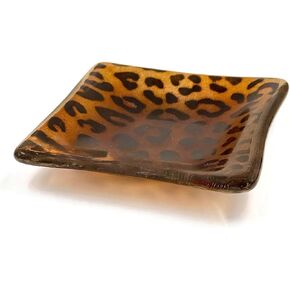 Leopard Animal Print Fused Glass Trinket Dish in Brown and Black in Kuwait
