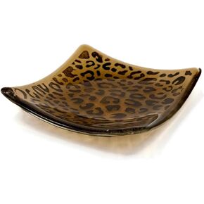 Leopard Animal Print Fused Glass 6" Dish in Brown and Black in Kuwait