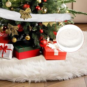 تنورة شجرة عيد الميلاد من الفرو الصناعي الأبيض بمقاس 48 بوصة، تنورة شجرة عيد الميلاد من القطيفة، زينة شجرة عيد الميلاد. in Kuwait