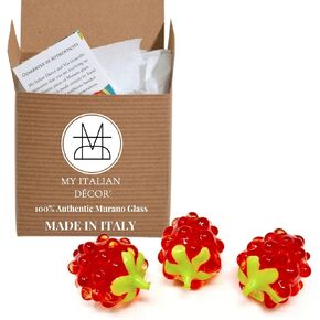 تماثيل التوت الزجاجية من زجاج مورانو من MY ITALIAN DÉCOR، 3 قطع، مقتنيات تماثيل زجاجية وديكور فواكه زجاجي مزخرف، تمثال زجاجي فواكه، هدايا زجاج مورانو، مصنوعة يدويًا في إيطاليا in Kuwait