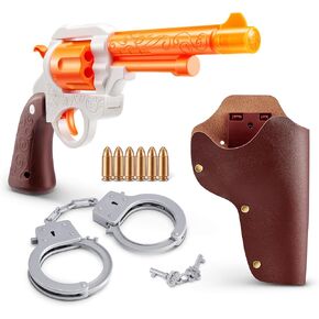 XSHOT Role Play Cowboy by ZURU – Western Blaster Role Play Kit with LED Barrel, 6 Rounds, Handcuffs, Holster, Outdoor Toy for Kids Ages 5+, Teens & Adults in Kuwait
