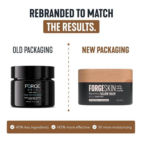 مرطب Forge Skin® Wrinkle Defense Beef Tallow Balm [يعتمد على الشحم] لترطيب الوجه - كريم مرطب مضاد للشيخوخة للبشرة - لوشن طبيعي للعناية ببشرة الوجه بالزيوت العطرية (1.76 أونصة) in Kuwait