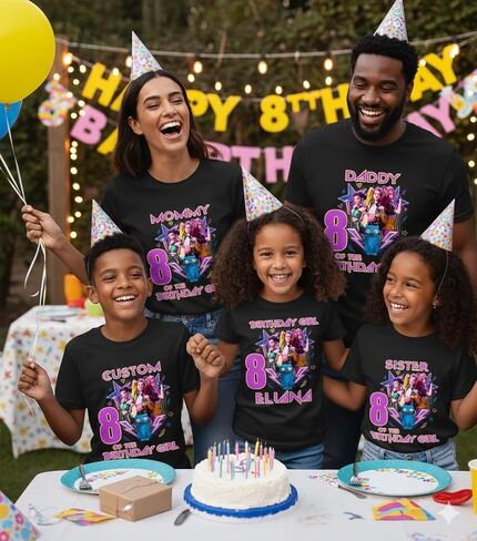 قميص k-pop باسم مخصص، تي شيرت مطابق لعيد ميلاد العائلة، تي شيرت Bday باسم مخصص للأطفال الصغار، قمصان مزينة يدويًا in Kuwait