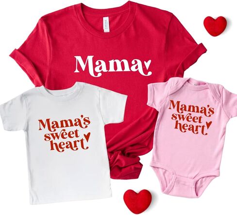 Mama Little Sweetheart Mommy and Me Valentine Shirts, Cute Matching Valentines Outfits Mom Daughter Son, Valentine's Day Gifts for Mom, Mother Baby Matching Outfits V-Day. Multicolor in Saudi Arabia