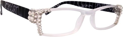 NY FIFTH AVENUE Xena، (Bling) نظارات قراءة نسائية مع كريستالات أوروبية (شفافة AB) (شفافة، أسود) in Saudi Arabia