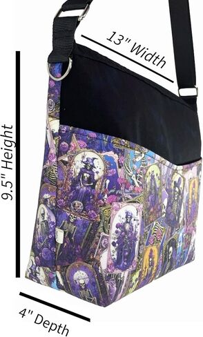 SKELETON CARDS Hand Bag & Charm - Purple Magic Mystic Tarot Floral Rose Goth Occult Dark | Removeable Bag Charm in Saudi Arabia