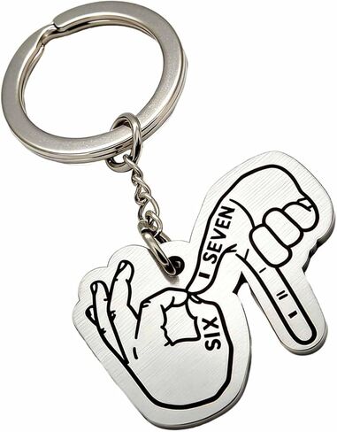 OFlyDesigns 6-7 Meme Keychain, Stainless Steel Keychain for Backpack, Car Mirror, Bag Accessory, Funny Internet Meme Keyring, Gift for Gamers, Birthday, Christmas, & Meme Lovers in Saudi Arabia
