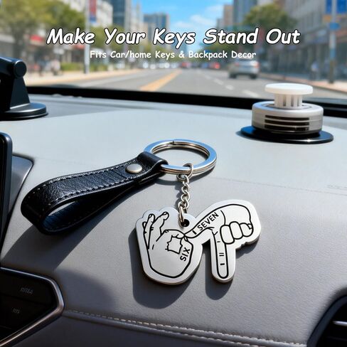 OFlyDesigns 6-7 Meme Keychain, Stainless Steel Keychain for Backpack, Car Mirror, Bag Accessory, Funny Internet Meme Keyring, Gift for Gamers, Birthday, Christmas, & Meme Lovers in Saudi Arabia