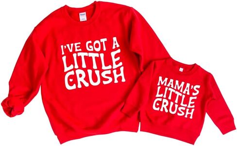 سويت شيرت Mama's Little Crush Mommy and Me، سويت شيرت لطيف متطابق للأم والصبي، سترة متطابقة للأم والابن، ملابس عائلية بأكمام طويلة وياقة مستديرة، عيد ميلاد، للأم الصبي. متعدد الألوان in Saudi Arabia