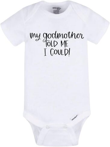 My Godmother Told Me I Can Baby Bodysuit - قطعة واحدة للرضع مقتبسة بشكل لطيف، ملابس أطفال للجنسين، هدية عرابة مضحكة لحديثي الولادة in Kuwait