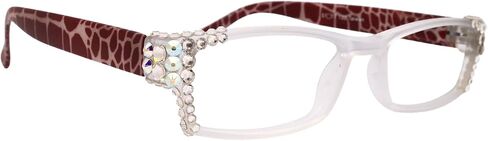 NY FIFTH AVENUE Xena, (Bling) Women Reading Glasses W (Clear AB) European Crystals (Frosted Clear, Red) in Saudi Arabia