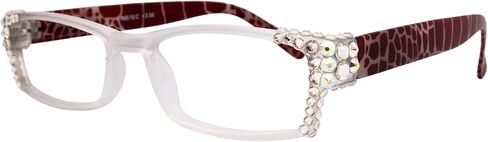 NY FIFTH AVENUE Xena, (Bling) Women Reading Glasses W (Clear AB) European Crystals (Frosted Clear, Red) in Saudi Arabia