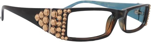 NY FIFTH AVENUE نظارات القراءة النسائية الفرنسية (Bling) مع كريستالات نمساوية (كولورادو الفاتحة) مستطيلة الشكل in Saudi Arabia