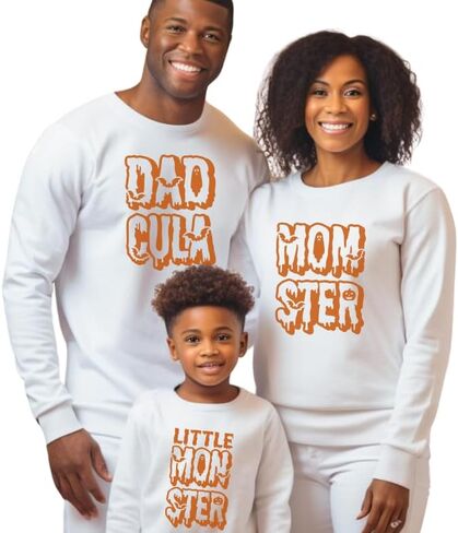 Dadcula Momster Little Monster Halloween Sweatshirts for Family, Mom, Dad, Brother, Sister Halloween Matching Outfits, Trick or Treat Family Matching Halloween Sweatshirts For Halloween Party. BUBBL1 in Saudi Arabia