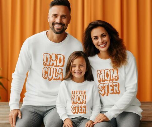 Dadcula Momster Little Monster Halloween Sweatshirts for Family, Mom, Dad, Brother, Sister Halloween Matching Outfits, Trick or Treat Family Matching Halloween Sweatshirts For Halloween Party. BUBBL1 in Saudi Arabia