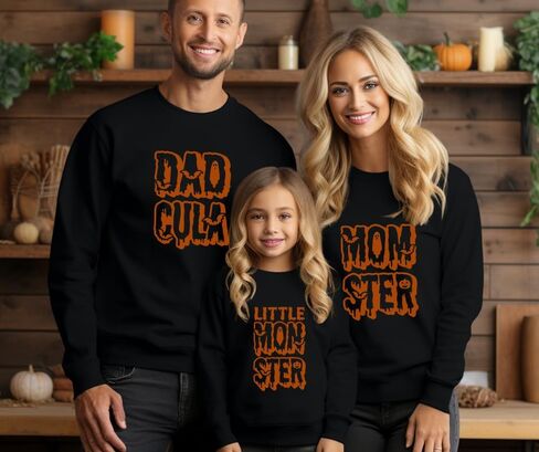 Dadcula Momster Little Monster Halloween Sweatshirts for Family, Mom, Dad, Brother, Sister Halloween Matching Outfits, Trick or Treat Family Matching Halloween Sweatshirts For Halloween Party. BUBBL1 in Saudi Arabia