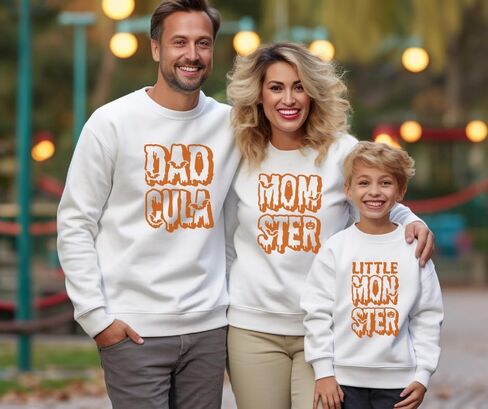 Dadcula Momster Little Monster Halloween Sweatshirts for Family, Mom, Dad, Brother, Sister Halloween Matching Outfits, Trick or Treat Family Matching Halloween Sweatshirts For Halloween Party. BUBBL1 in Saudi Arabia