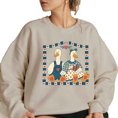 Vintage Goose Sweatshirt, Country Farmhouse Duck Shirt, 90s Retro Goose Couple Sweatshirt, Cottagore Animals Cute Cozy Pullover in Saudi Arabia
