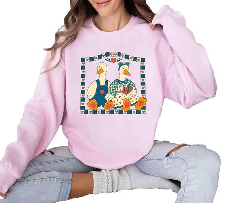 Vintage Goose Sweatshirt, Country Farmhouse Duck Shirt, 90s Retro Goose Couple Sweatshirt, Cottagore Animals Cute Cozy Pullover in Saudi Arabia