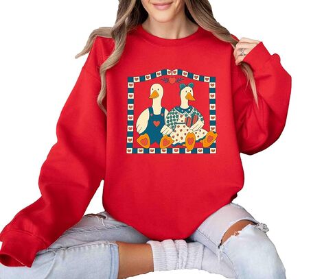 Vintage Goose Sweatshirt, Country Farmhouse Duck Shirt, 90s Retro Goose Couple Sweatshirt, Cottagore Animals Cute Cozy Pullover in Saudi Arabia