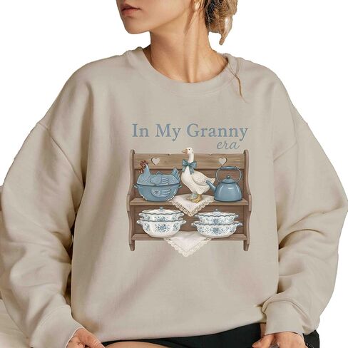 In My Granny Era Sweatshirt, Vintage Goose Kitchen Shelf Sweatshirt, Retro Grandma Core Hoodie in Saudi Arabia