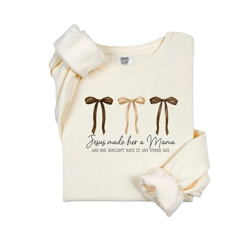 Comfort Colors, Christian Mama Sweatshirt, Jesus Made Her a Mama Sweatshirt, Faith Family Gift Tee, Religious Mom Quote Sweater in Saudi Arabia