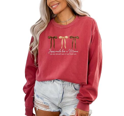 Comfort Colors, Christian Mama Sweatshirt, Jesus Made Her a Mama Sweatshirt, Faith Family Gift Tee, Religious Mom Quote Sweater in Saudi Arabia