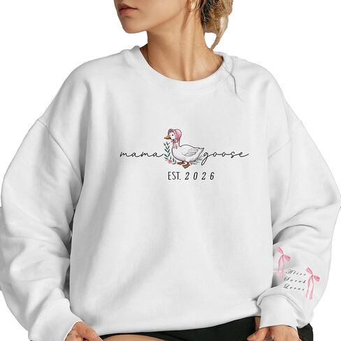 Custom Mama Goose Sweatshirt, Mama Silly Goose Sweatshirt, Mothers Day Gift, Coquette Mama Hoodie, Gift for Mama in Saudi Arabia