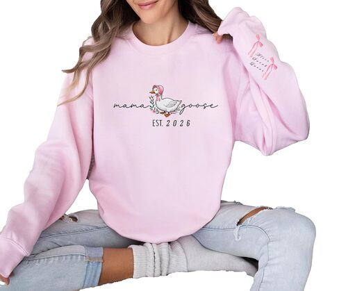 Custom Mama Goose Sweatshirt, Mama Silly Goose Sweatshirt, Mothers Day Gift, Coquette Mama Hoodie, Gift for Mama in Saudi Arabia