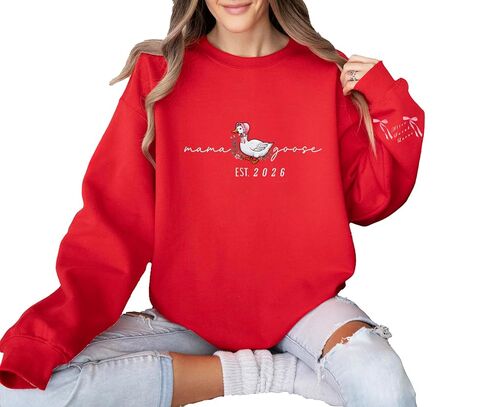Custom Mama Goose Sweatshirt, Mama Silly Goose Sweatshirt, Mothers Day Gift, Coquette Mama Hoodie, Gift for Mama in Saudi Arabia