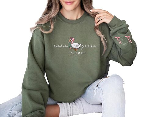 Custom Mama Goose Sweatshirt, Mama Silly Goose Sweatshirt, Mothers Day Gift, Coquette Mama Hoodie, Gift for Mama in Saudi Arabia