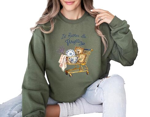 I'd Rather Be Thrifting Sweatshirt, Thrifter Crewneck, Gift For Antique Lover, Flea Market Shirt in Saudi Arabia
