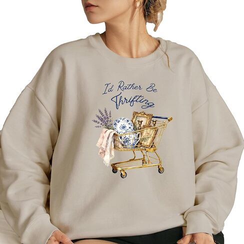 I'd Rather Be Thrifting Sweatshirt, Thrifter Crewneck, Gift For Antique Lover, Flea Market Shirt in Saudi Arabia