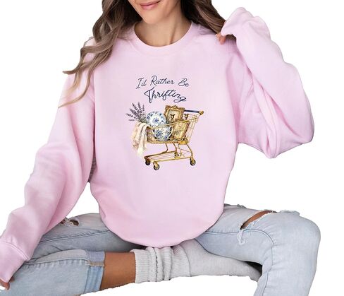 I'd Rather Be Thrifting Sweatshirt, Thrifter Crewneck, Gift For Antique Lover, Flea Market Shirt in Saudi Arabia